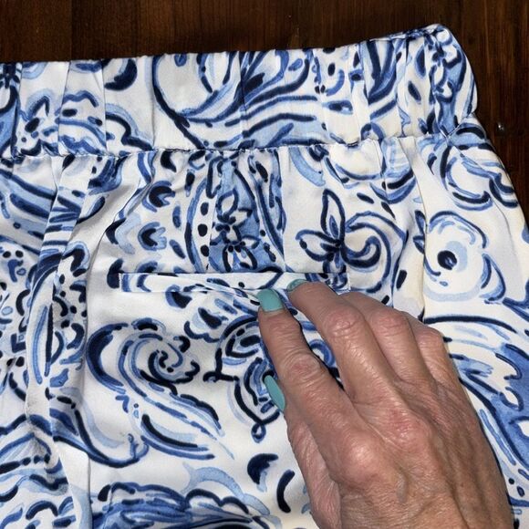 Talbots Satin Wide Leg Pants Painted Paisley Size P - Picture 8 of 11